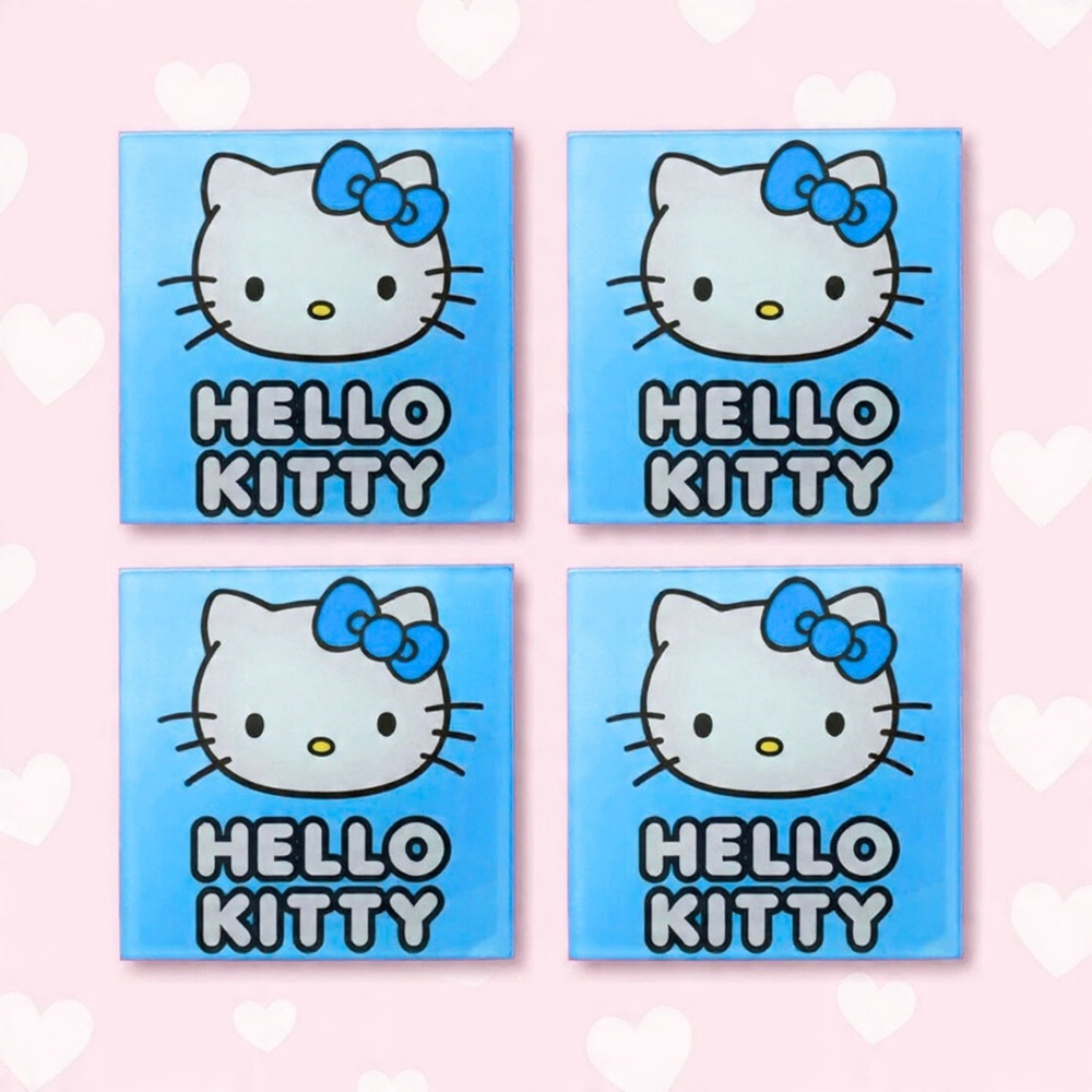 Hello Kitty Inspired Resin Coaster Set – Blue – Set of 4